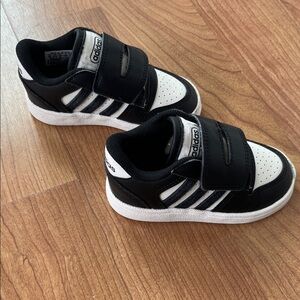 adidas Kids Black and White Velcro Athletic Sneakers